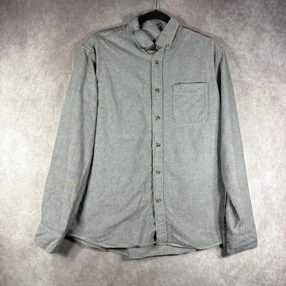 Banana Republic Button Down Shirt Mens M Gray Untucked Fit Flannel Casual Solid